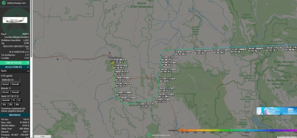 Colorado’da Epic E1000 uçağının dağa çarpması sonucu 4 kişi hayatını kaybetti